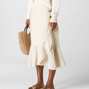 NWT Whistles White Linen Button Frill Skirt